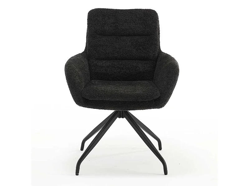 Esstisch Polsterstühle in Anthrazit und Schwarz Boucle und Metall (2er Set)