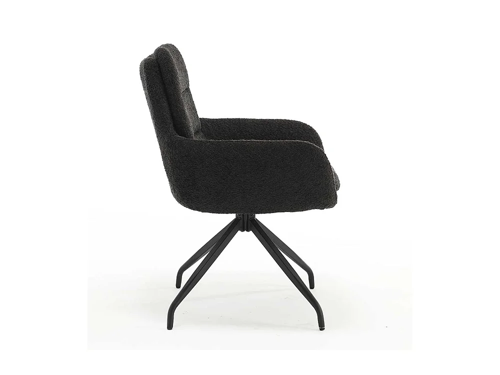 Esstisch Polsterstühle in Anthrazit und Schwarz Boucle und Metall (2er Set)