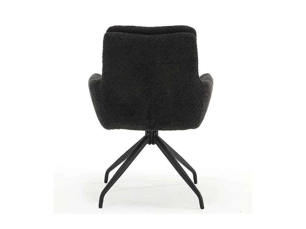 Esstisch Polsterstühle in Anthrazit und Schwarz Boucle und Metall (2er Set)