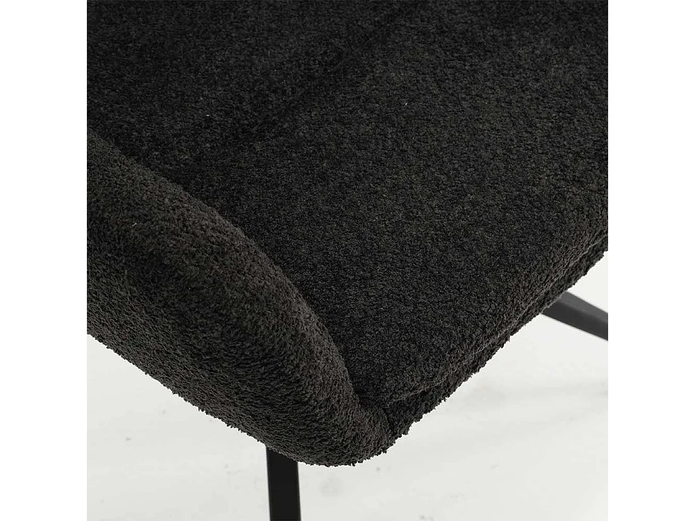 Esstisch Polsterstühle in Anthrazit und Schwarz Boucle und Metall (2er Set)