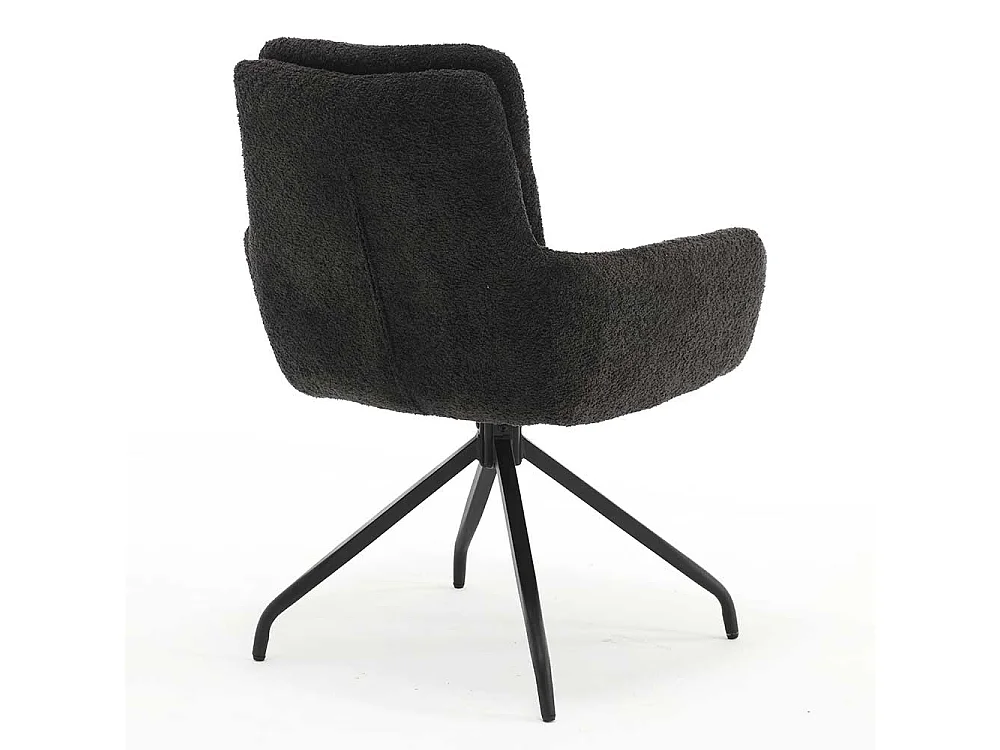 Esstisch Polsterstühle in Anthrazit und Schwarz Boucle und Metall (2er Set)