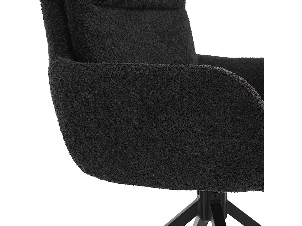 Esstisch Polsterstühle in Anthrazit und Schwarz Boucle und Metall (2er Set)