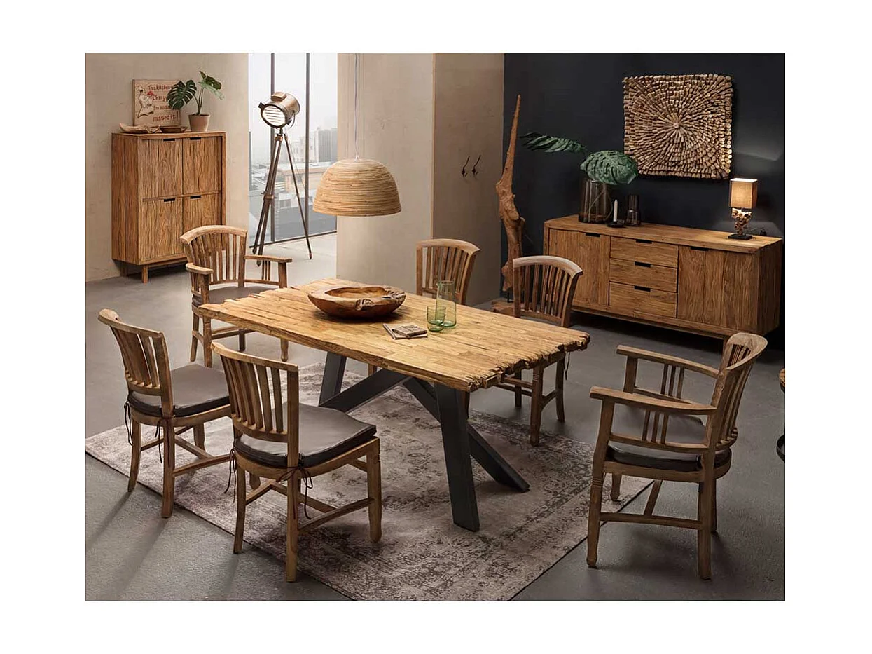 Holzstuhl aus Teak Massivholz mit Armlehnen