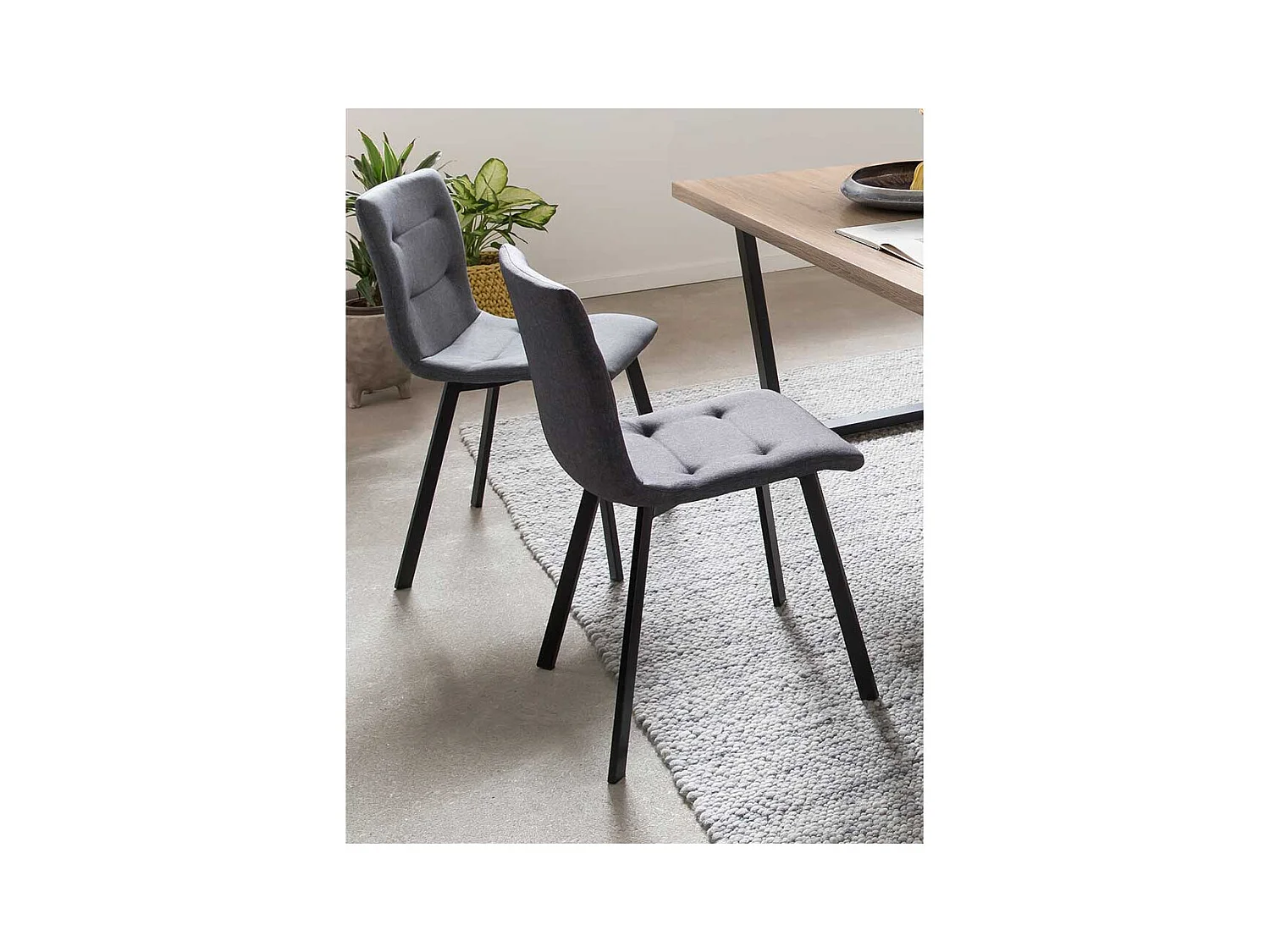 Esstischstühle in Hellgrau Webstoff 50 cm Sitzhöhe (2er Set)