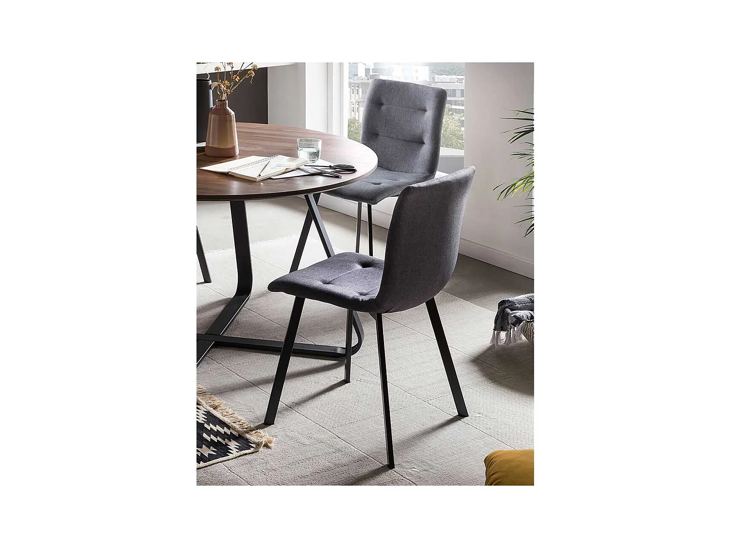 Esstischstühle in Hellgrau Webstoff 50 cm Sitzhöhe (2er Set)