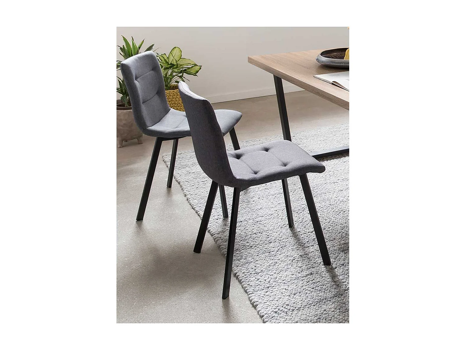 Esstischstühle in Hellgrau Webstoff 50 cm Sitzhöhe (2er Set)