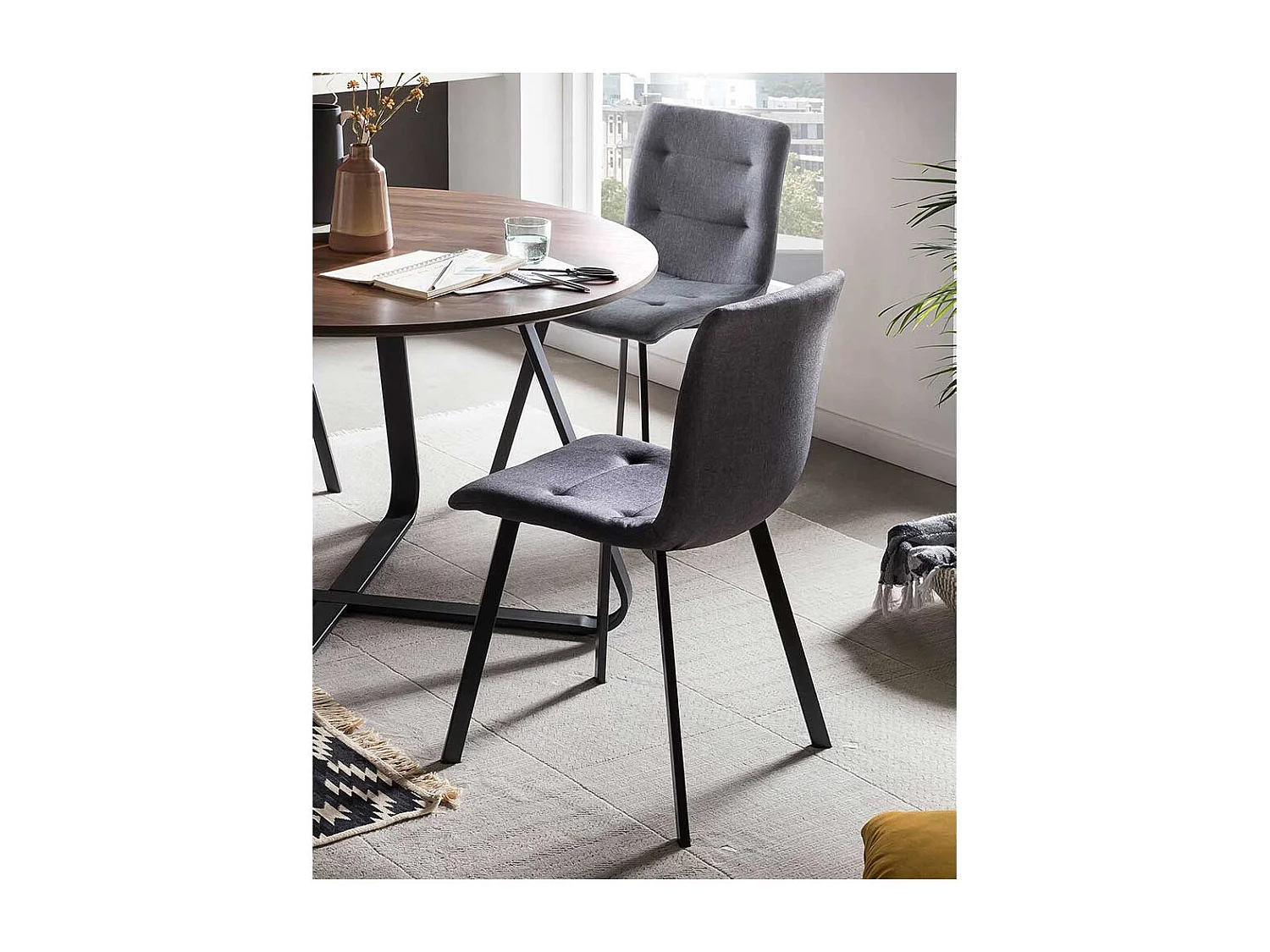 Esstischstühle in Hellgrau Webstoff 50 cm Sitzhöhe (2er Set)