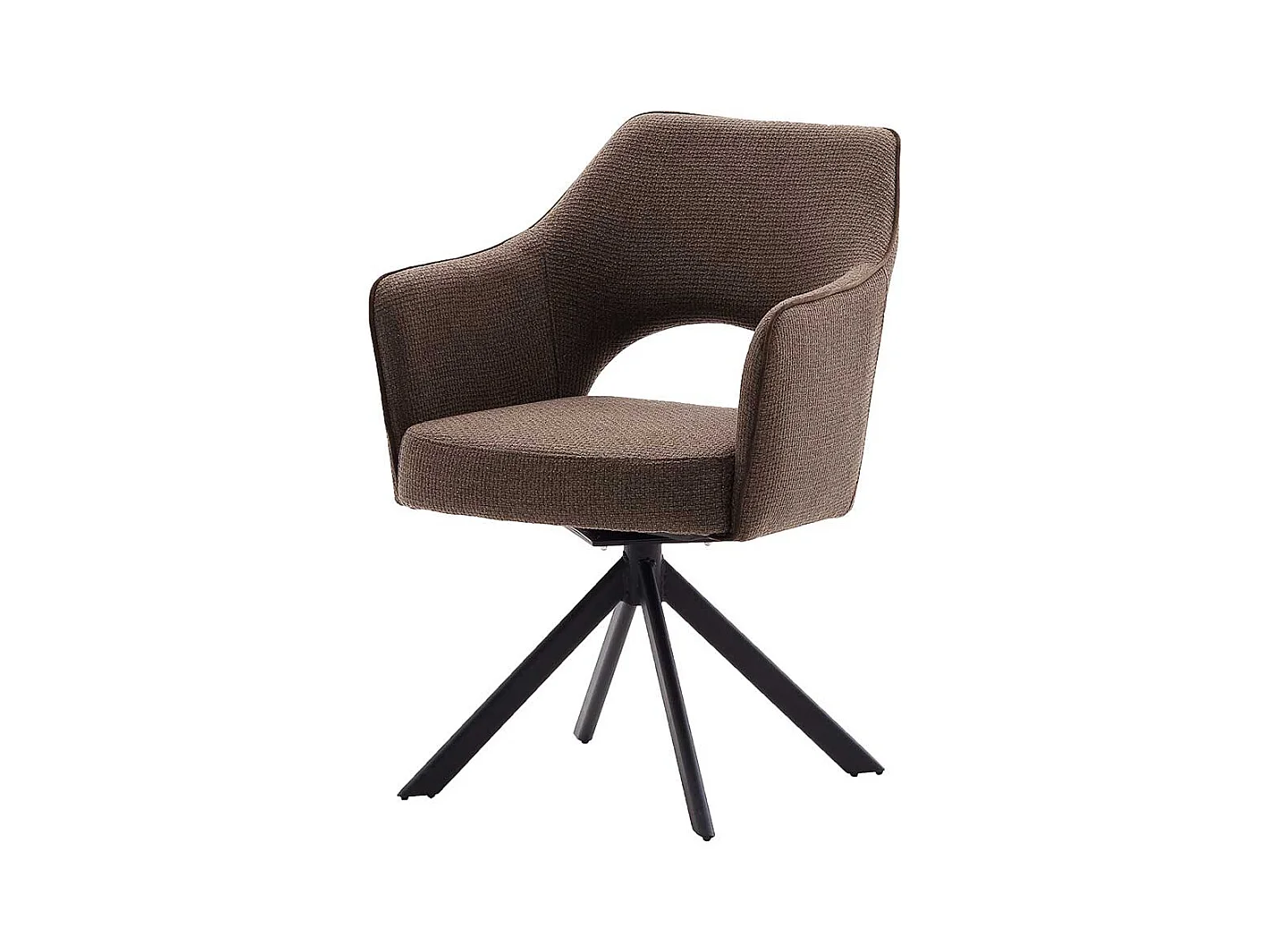 Drehbare Armlehnenstühle in Hellbraun Strukturstoff Metallgestell (2er Set)