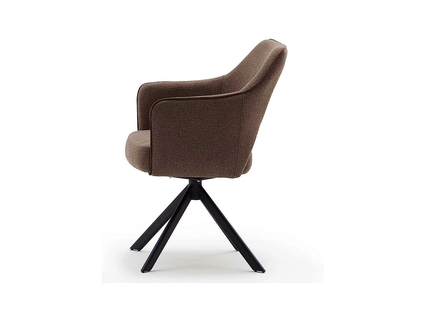 Drehbare Armlehnenstühle in Hellbraun Strukturstoff Metallgestell (2er Set)