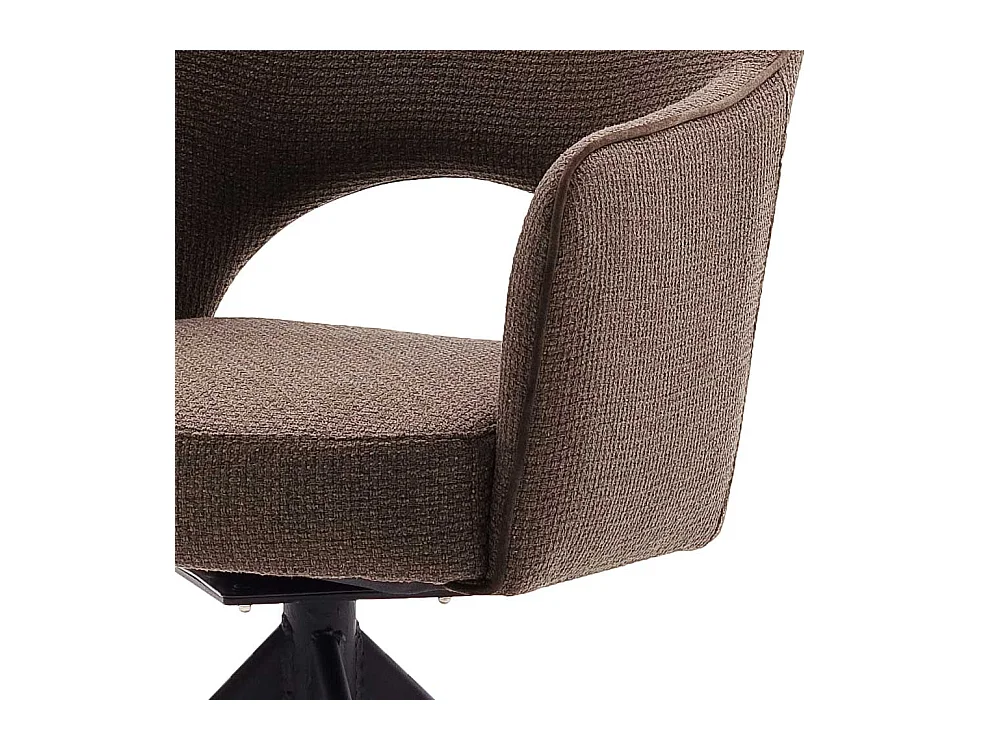 Drehbare Armlehnenstühle in Hellbraun Strukturstoff Metallgestell (2er Set)