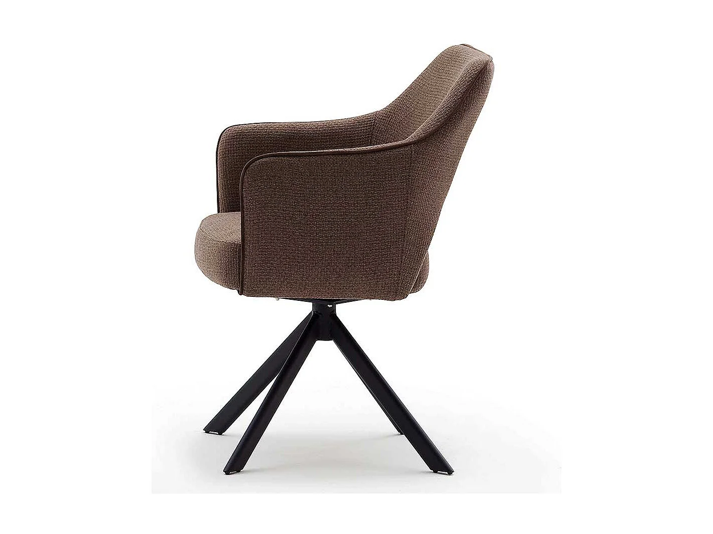 Drehbare Armlehnenstühle in Hellbraun Strukturstoff Metallgestell (2er Set)