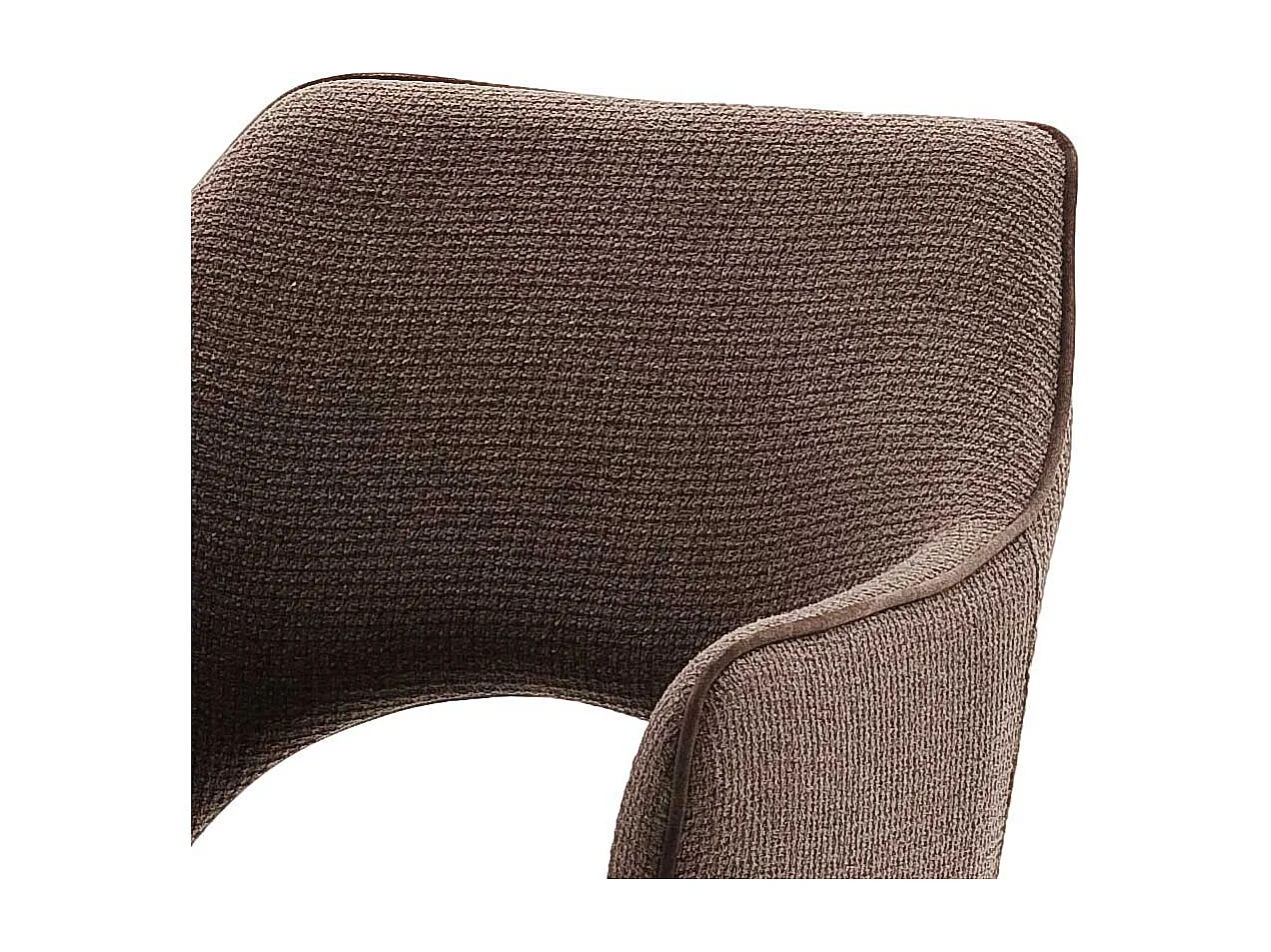 Drehbare Armlehnenstühle in Hellbraun Strukturstoff Metallgestell (2er Set)