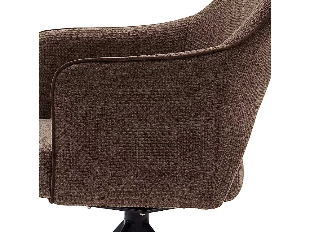 Drehbare Armlehnenstühle in Hellbraun Strukturstoff Metallgestell (2er Set)