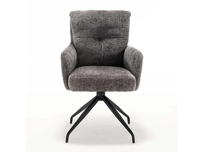 Drehbare Stühle Stuhl Set aus Chenillegewebe in Anthrazit (2er Set)