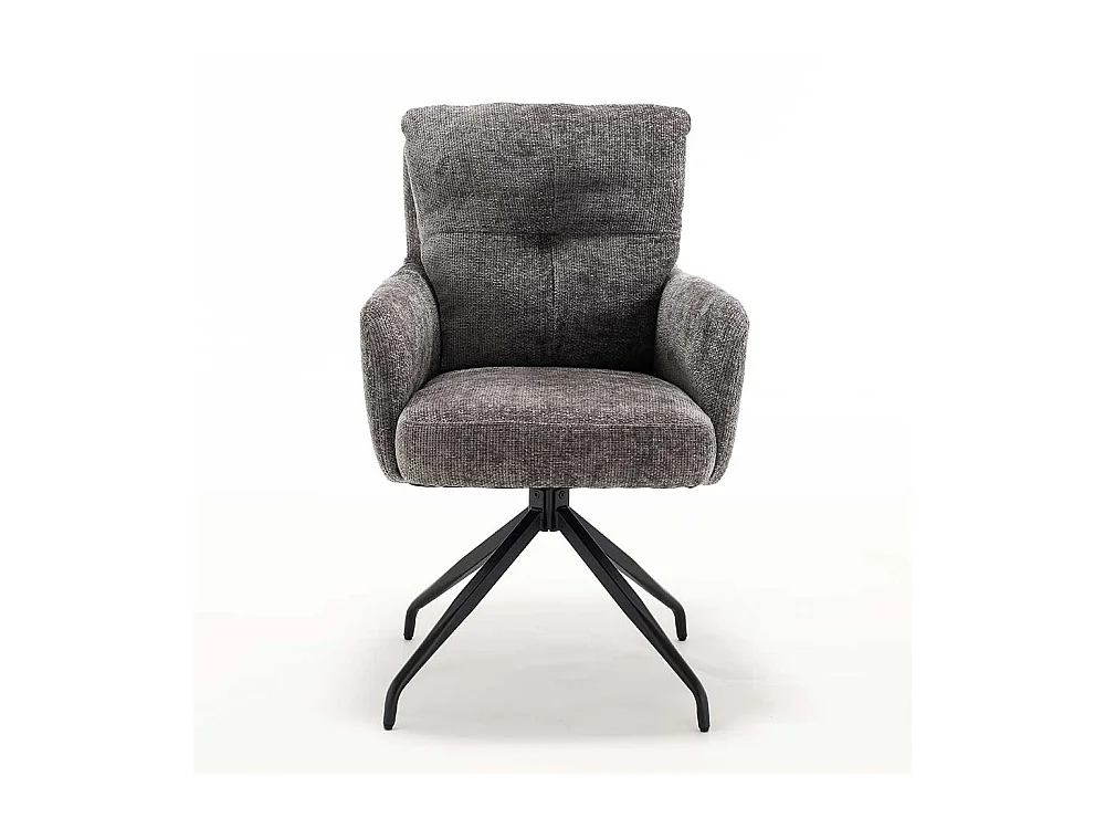 Drehbare Stühle Stuhl Set aus Chenillegewebe in Anthrazit (2er Set)