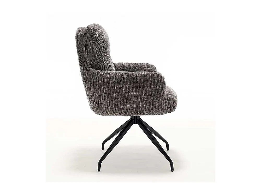 Drehbare Stühle Stuhl Set aus Chenillegewebe in Anthrazit (2er Set)