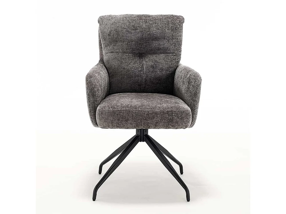 Drehbare Stühle Stuhl Set aus Chenillegewebe in Anthrazit (2er Set)