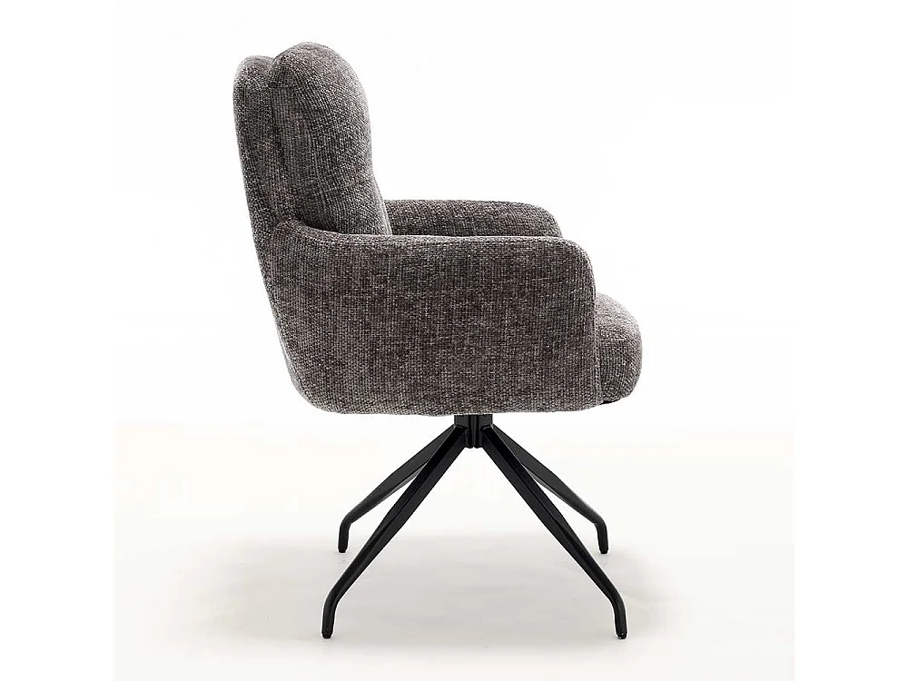 Drehbare Stühle Stuhl Set aus Chenillegewebe in Anthrazit (2er Set)