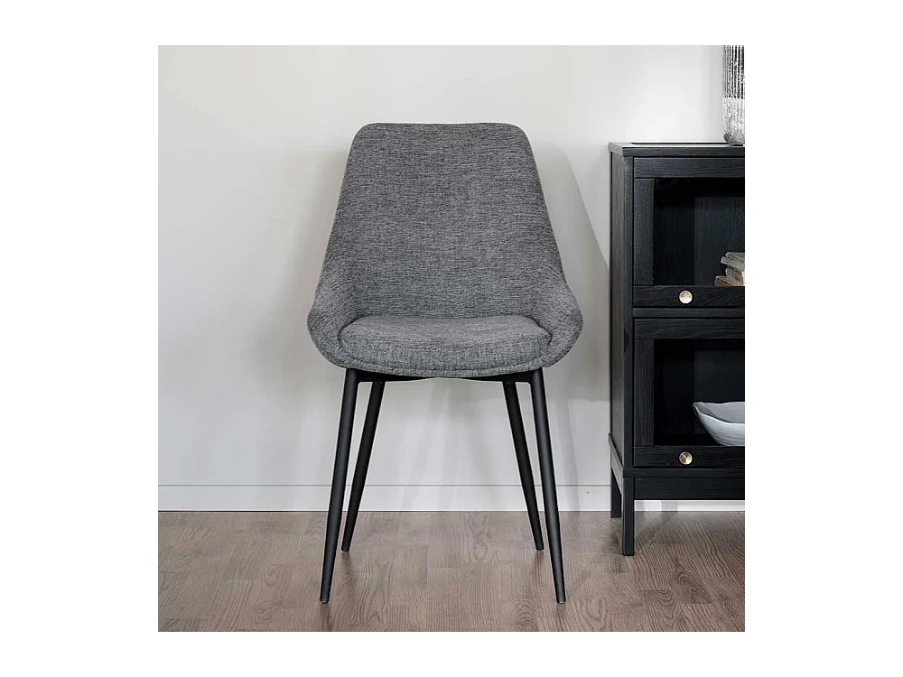 Esszimmerstuehle in Hellgrau und Schwarz Gestell aus Metall (2er Set)