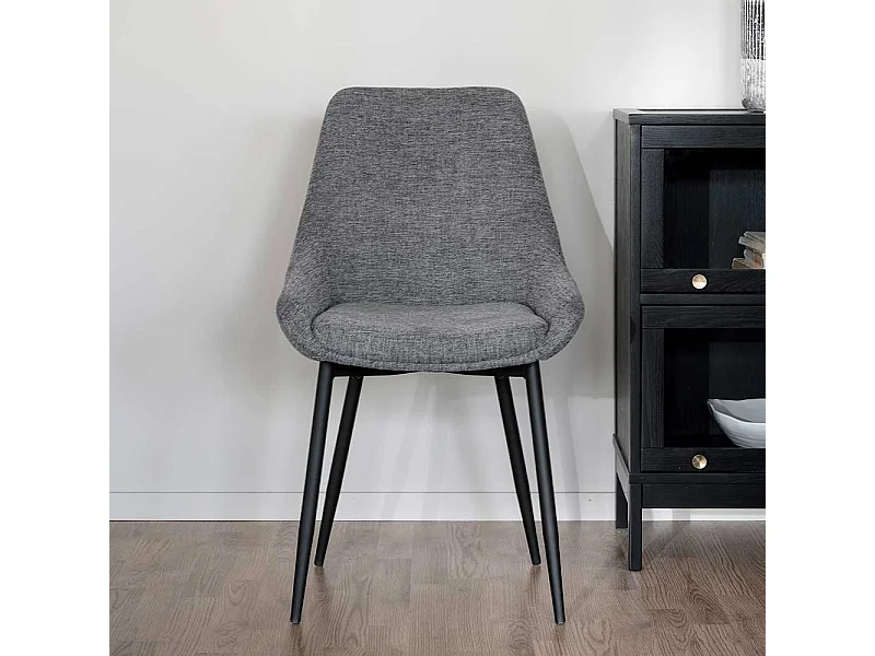 Esszimmerstuehle in Hellgrau und Schwarz Gestell aus Metall (2er Set)