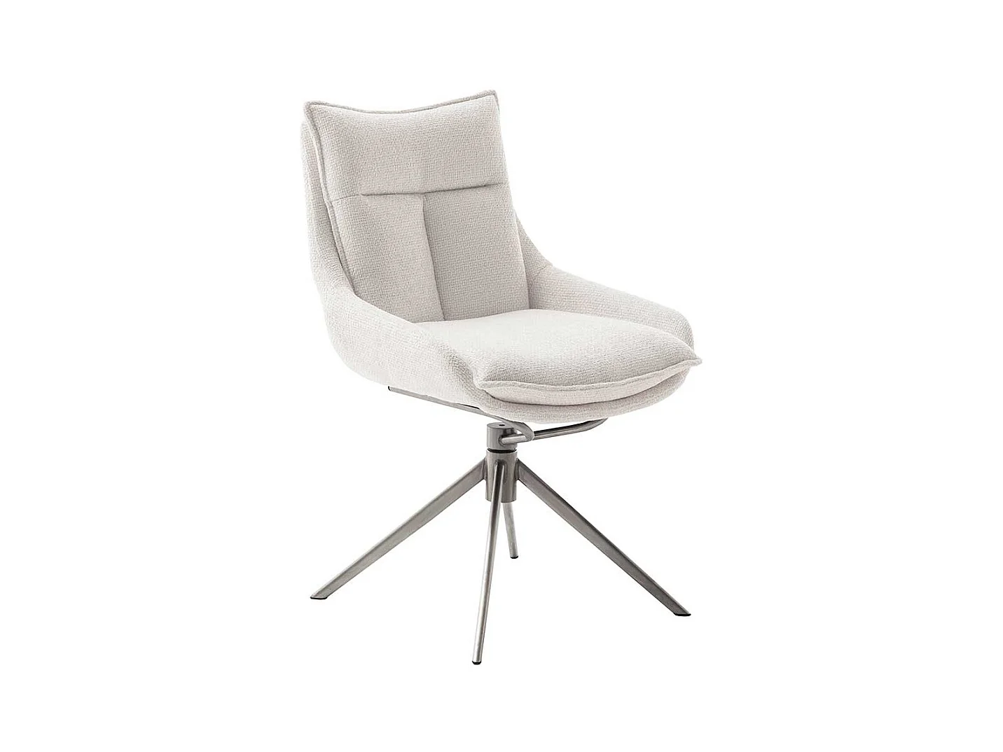 Polsterstuhl Esszimmer Set in Cremeweiß Edelstahlfarben (2er Set)