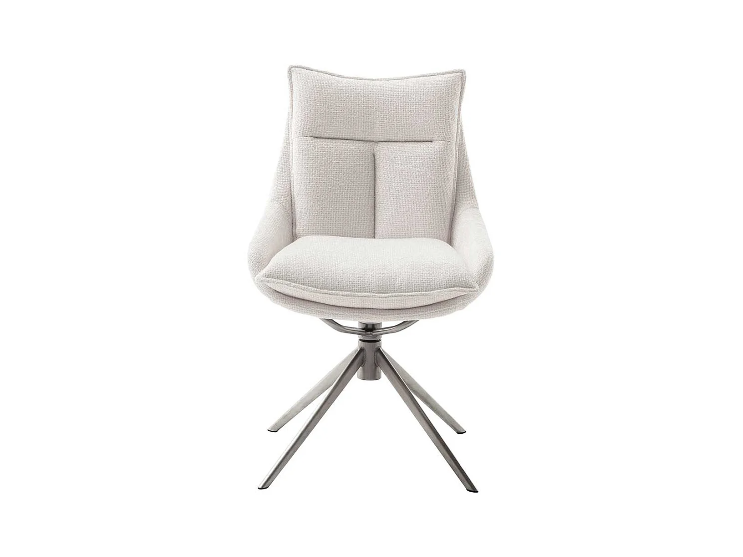 Polsterstuhl Esszimmer Set in Cremeweiß Edelstahlfarben (2er Set)