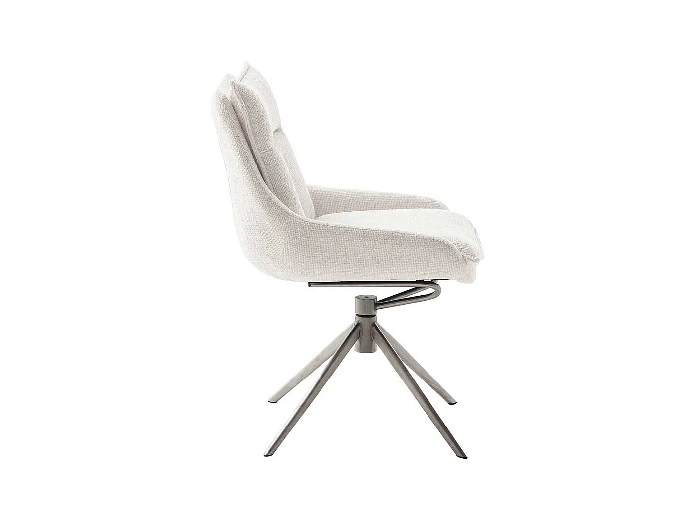 Polsterstuhl Esszimmer Set in Cremeweiß Edelstahlfarben (2er Set)