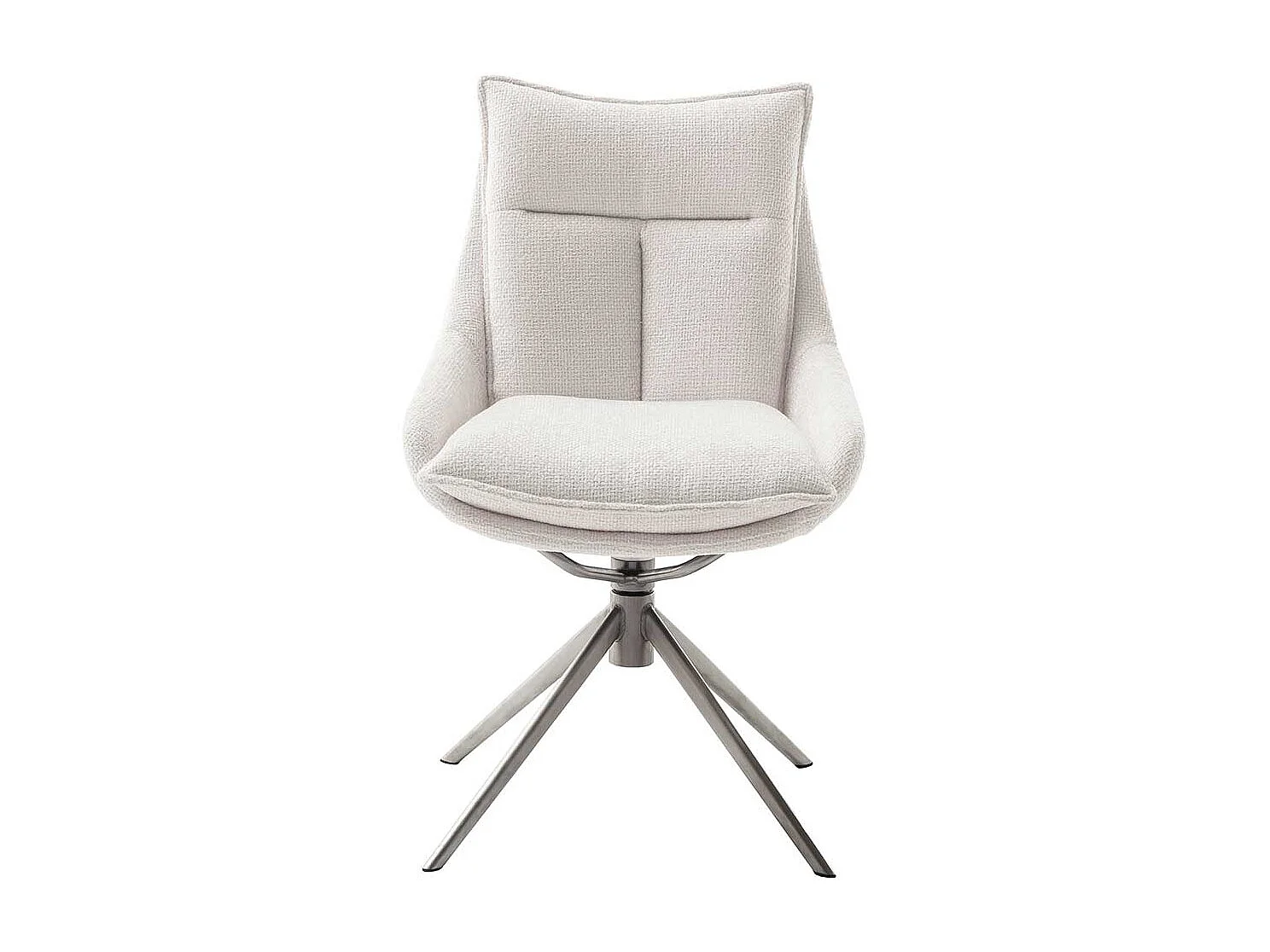 Polsterstuhl Esszimmer Set in Cremeweiß Edelstahlfarben (2er Set)