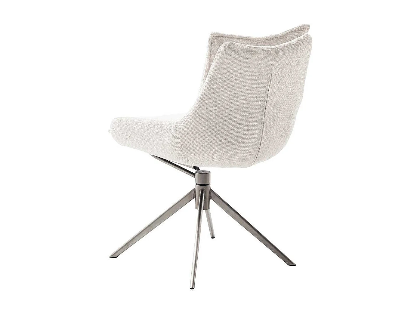 Polsterstuhl Esszimmer Set in Cremeweiß Edelstahlfarben (2er Set)