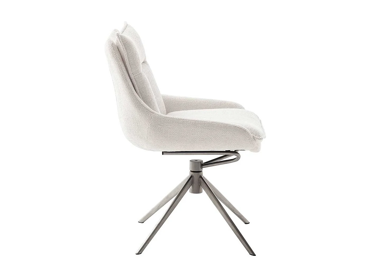 Polsterstuhl Esszimmer Set in Cremeweiß Edelstahlfarben (2er Set)