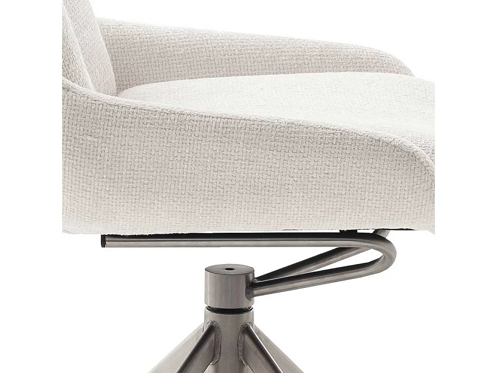 Polsterstuhl Esszimmer Set in Cremeweiß Edelstahlfarben (2er Set)