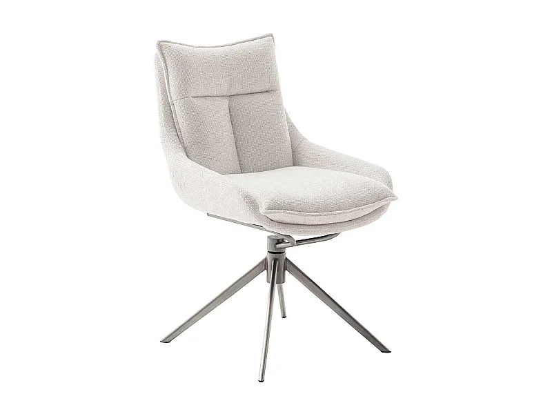 Polsterstuhl Esszimmer Set in Cremeweiß Edelstahlfarben (2er Set)