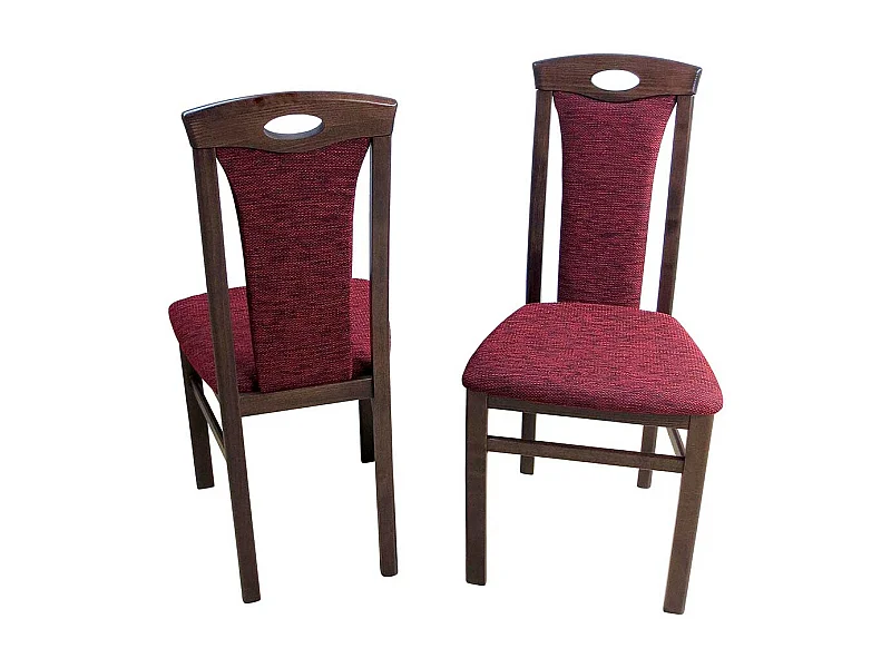 Stuhl Set in Nussbaumfarben Buche massiv Rot Stoff (2er Set)