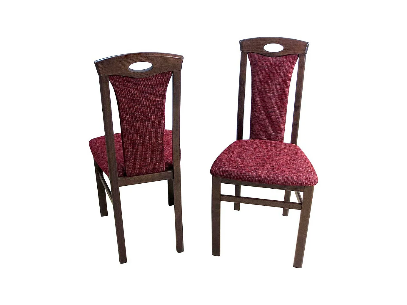 Stuhl Set in Nussbaumfarben Buche massiv Rot Stoff (2er Set)