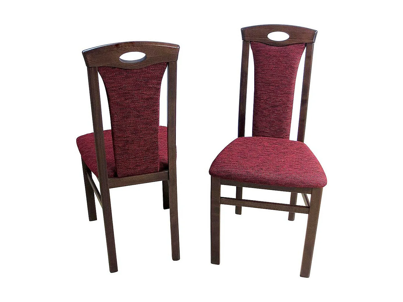 Stuhl Set in Nussbaumfarben Buche massiv Rot Stoff (2er Set)