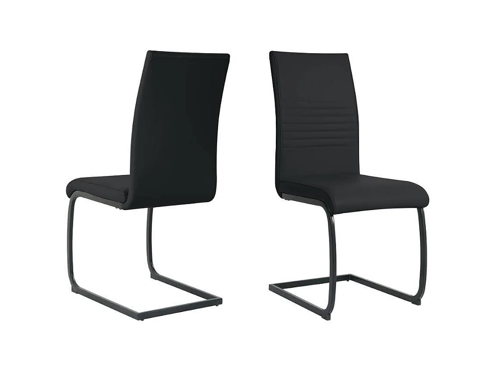 Schwingstuhl Esszimmerstuhl in Schwarz aus Kunstleder (2er Set)