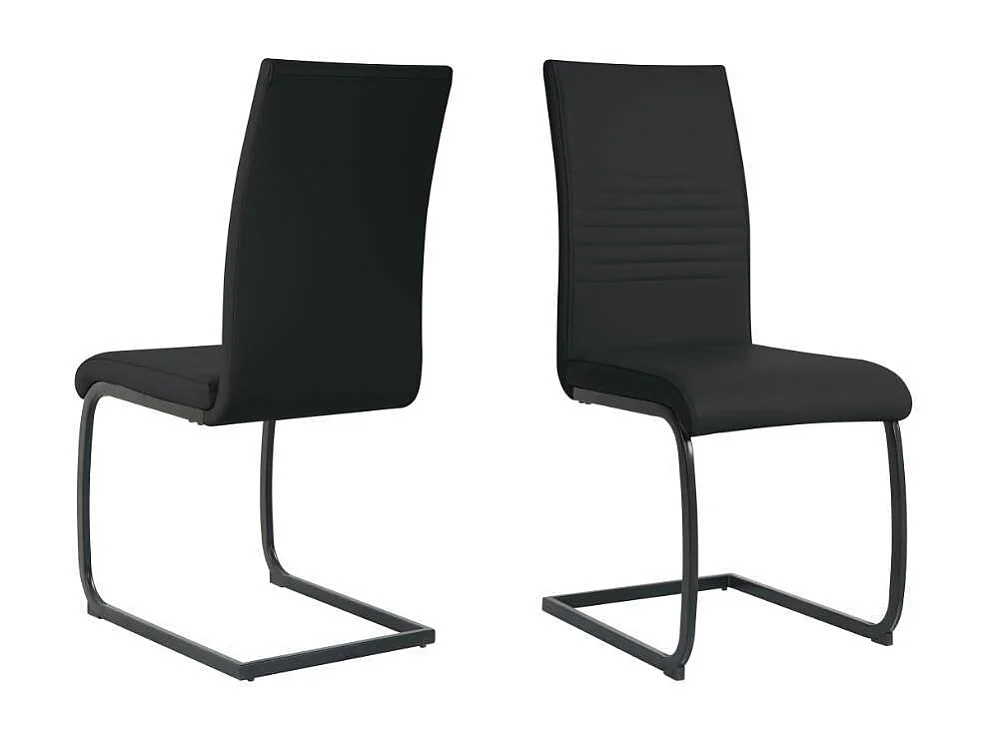 Schwingstuhl Esszimmerstuhl in Schwarz aus Kunstleder (2er Set)