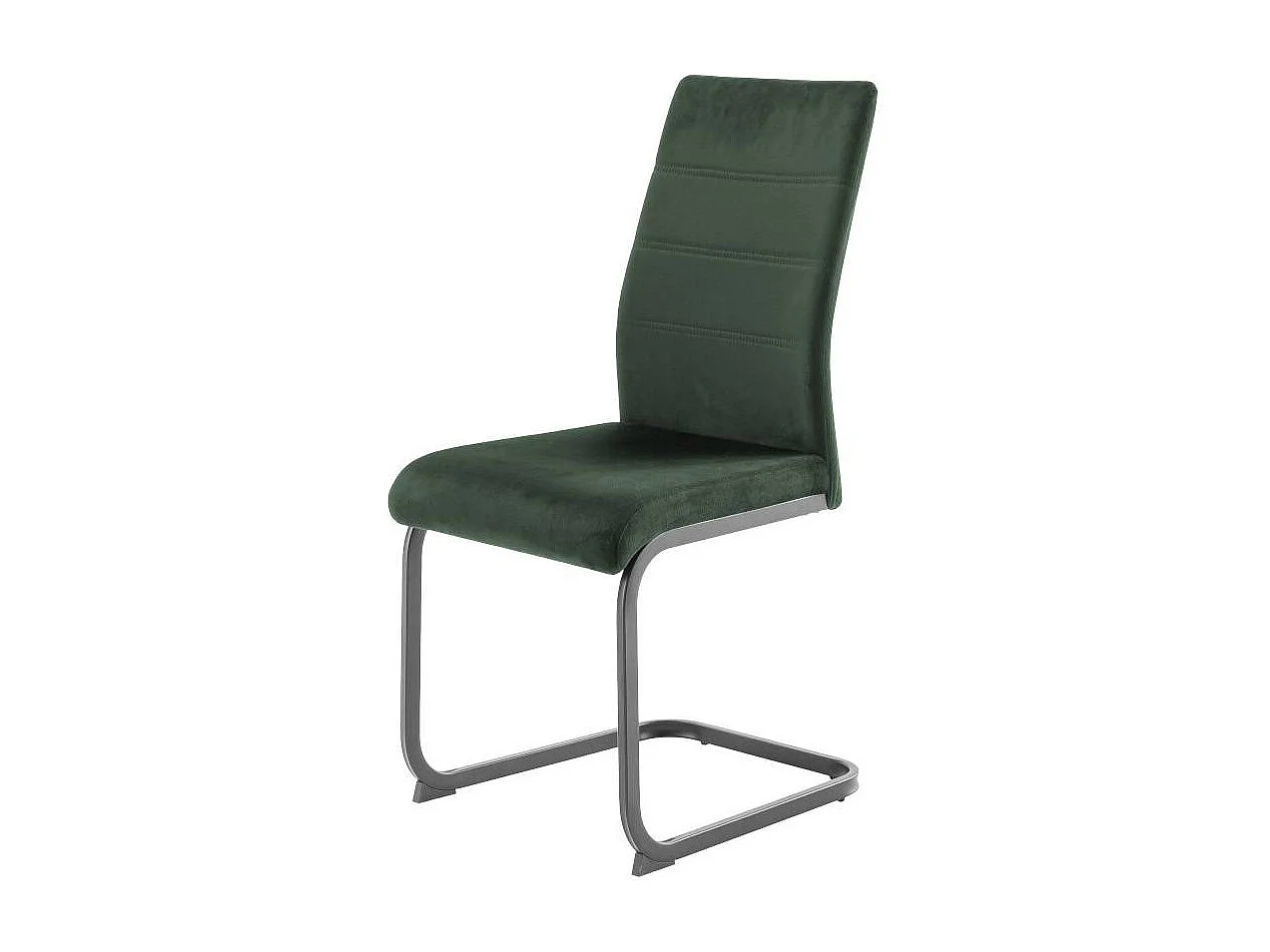 Freischwinger Polsterstuhl in Oliv Gr�n aus Velours (4er Set)