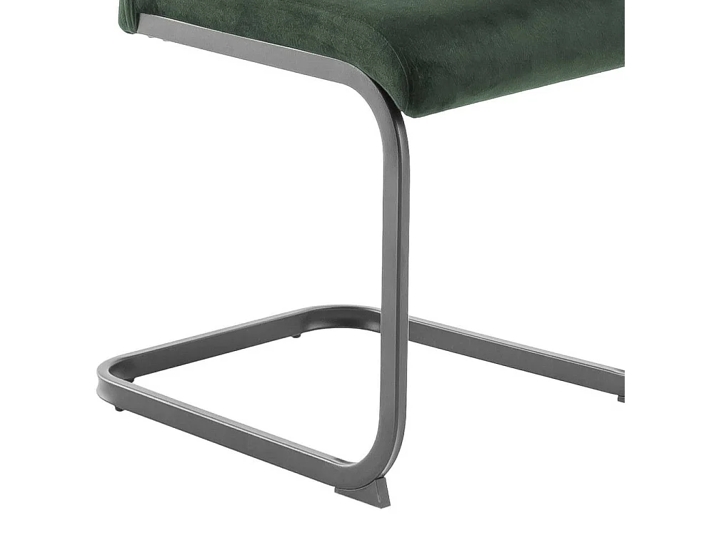 Freischwinger Polsterstuhl in Oliv Gr�n aus Velours (4er Set)