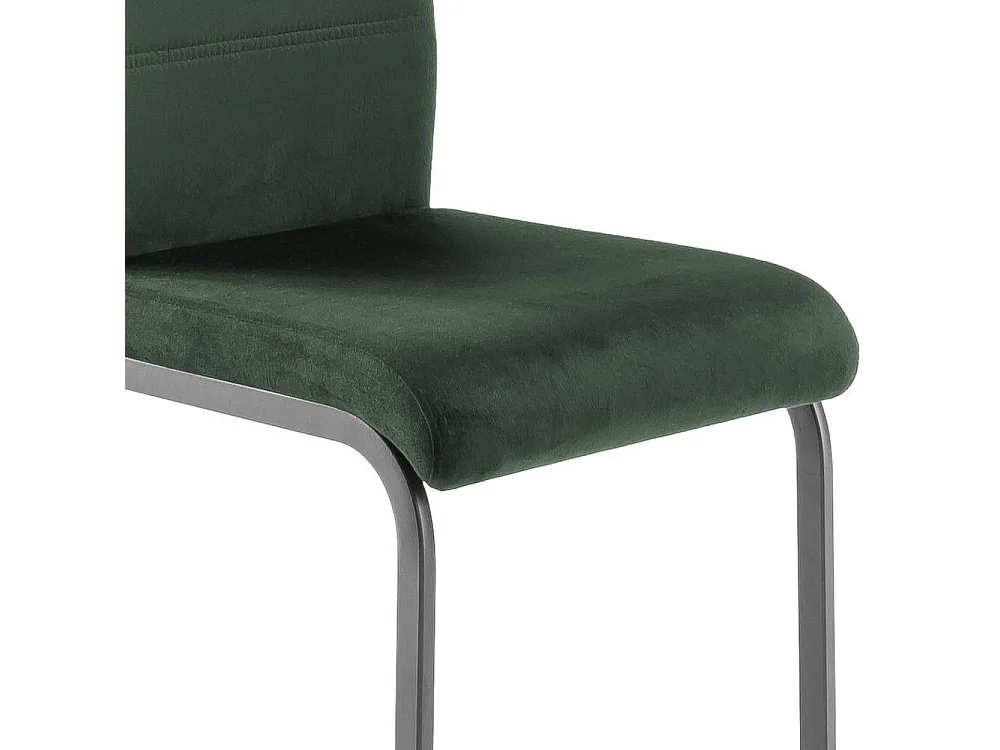 Freischwinger Polsterstuhl in Oliv Gr�n aus Velours (4er Set)