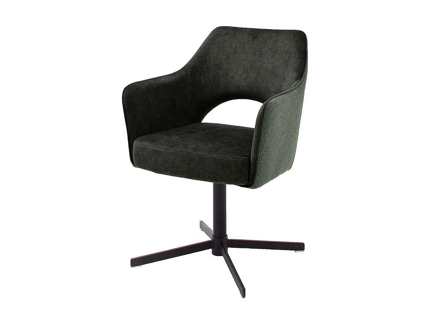 Drehstuhl in Oliv Grün und Schwarz Gestell aus Metall (2er Set)
