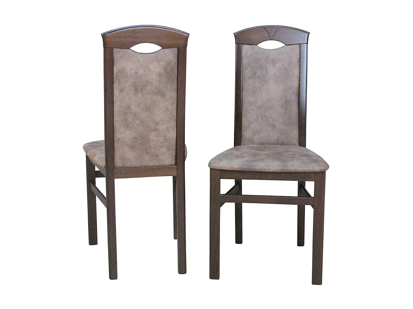 Polsterstuhl in Braun Vintage Optik Stoff Massivholz in Nussbaumfarben (2er Set)