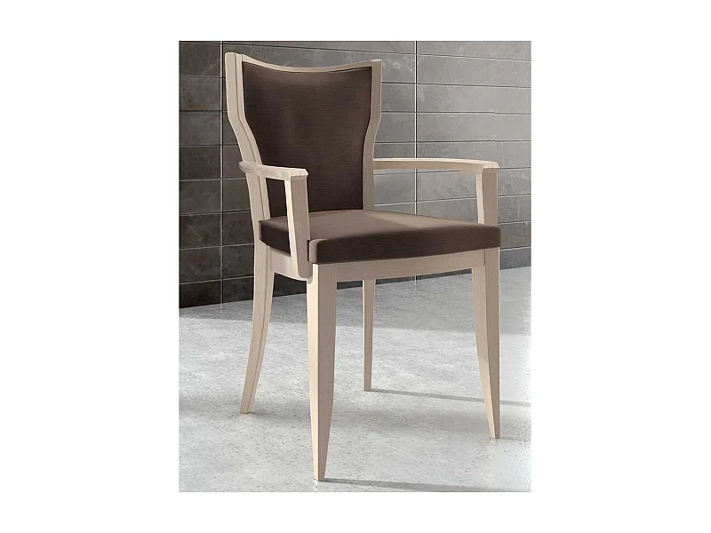 Armlehner in Dunkelbraun Microfaser Esche hell massiv