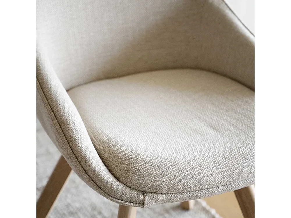 Esszimmerstuhl Stuhl Esszimmer in Cremeweiß aus Webstoff (2er Set)