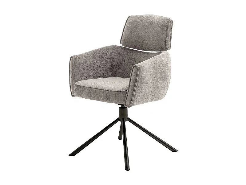 2 Stühle mit Armlehnen drehbar in Taupe Schwarz (2er Set)