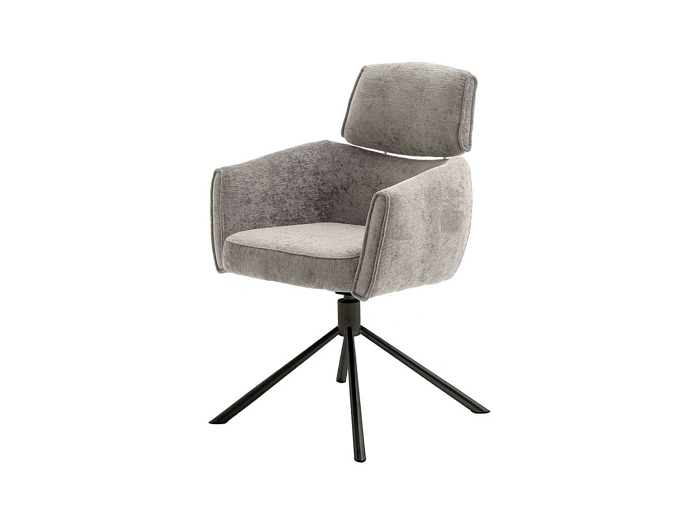 2 Stühle mit Armlehnen drehbar in Taupe Schwarz (2er Set)