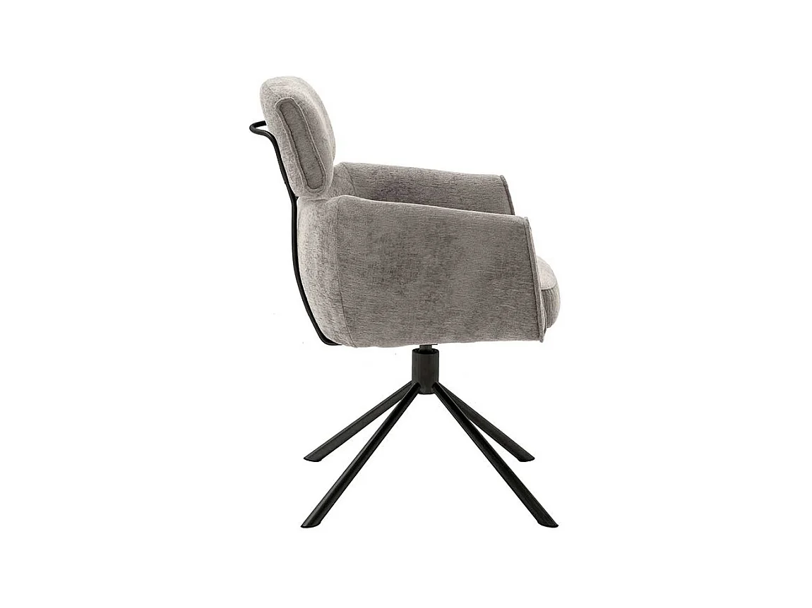 2 Stühle mit Armlehnen drehbar in Taupe Schwarz (2er Set)
