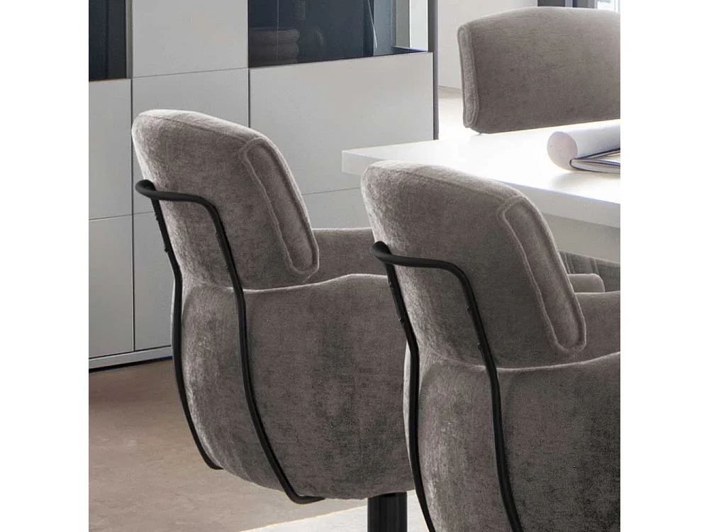 2 Stühle mit Armlehnen drehbar in Taupe Schwarz (2er Set)