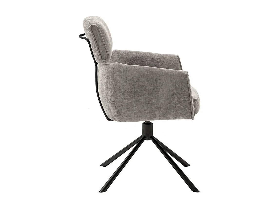 2 Stühle mit Armlehnen drehbar in Taupe Schwarz (2er Set)