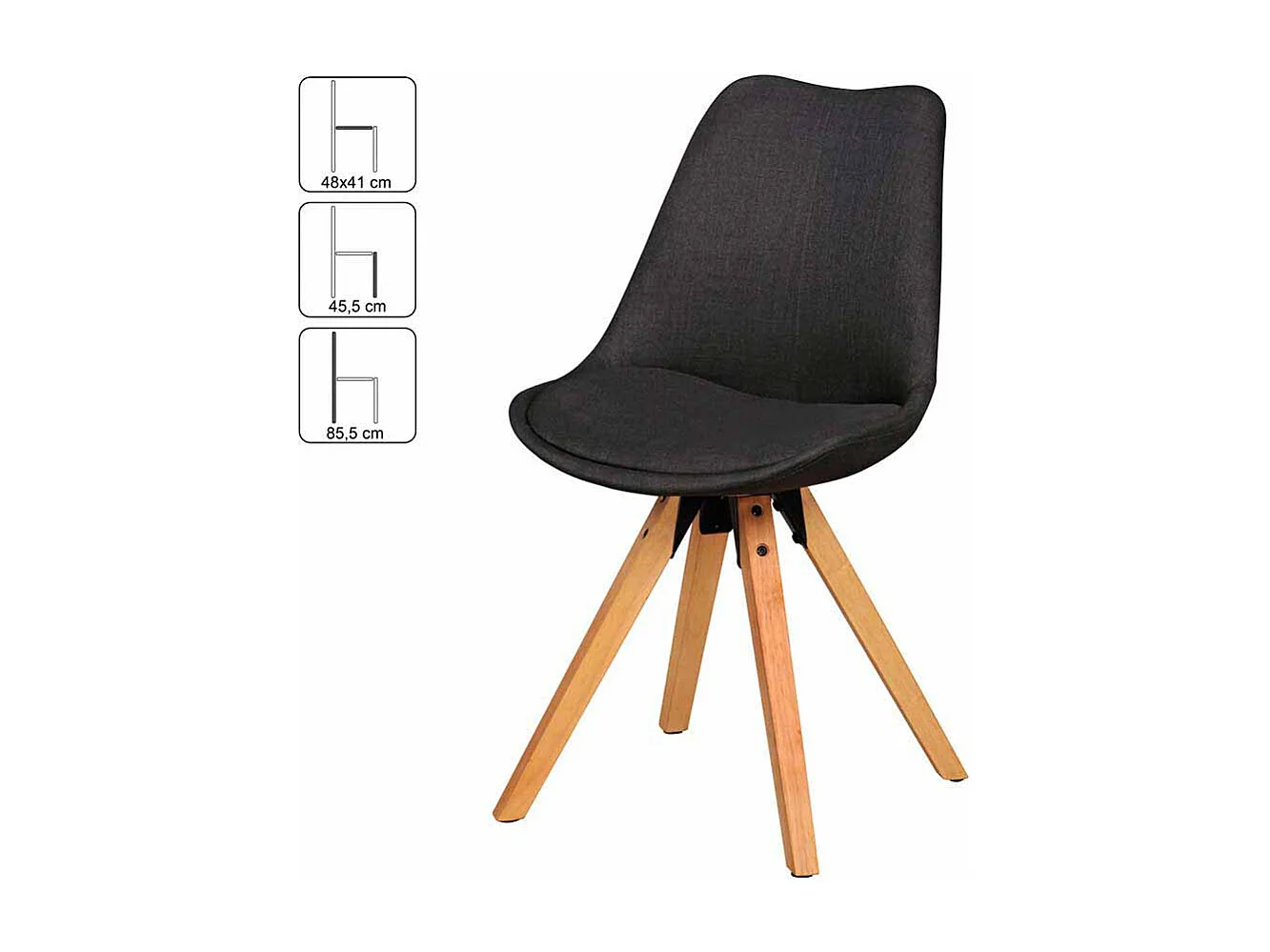 Esstischstuhl mit Schalensitz Anthrazit Stoff (2er Set)